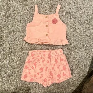 🧜🏻‍♀️ Baby Girls Disney Little Mermaid Tank and Shorts Set in Pink (18m)